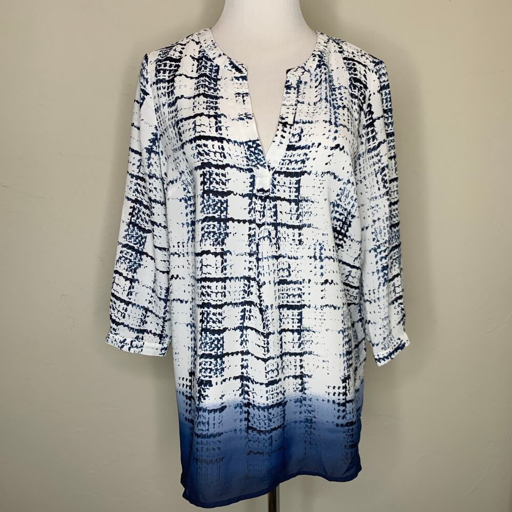 Willi Smith Patterned Blouse 3/4 Sleeve Sz Small